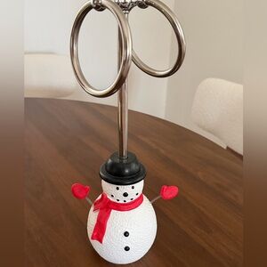 Festive Snowman Card Holder with Red Accents